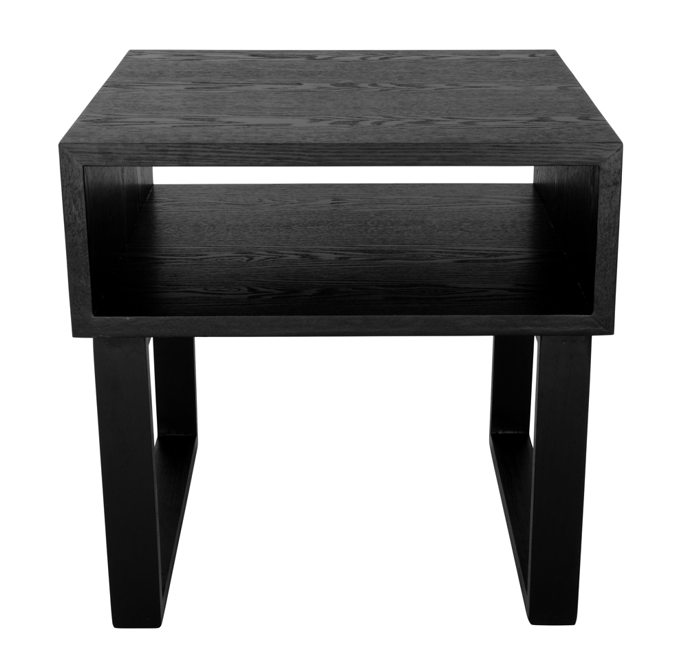 Olle Square Wood Bedside / Side Table | Black | 50cm