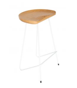 Berny Industrial Stool | White & Natural | 66cm