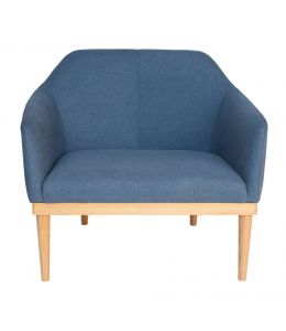 Bojan Arm Chair | Blue Fabric | Natural Legs