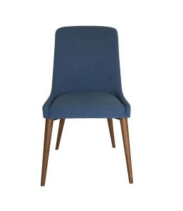 Dakota Dining Chair | Blue Fabric | Walnut Legs