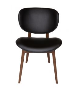 Nobu Dining Chair | Black PU Leather | Walnut Legs