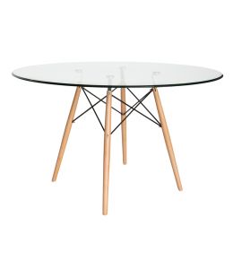 Replica Eames DSW Eiffel Round Glass Dining Table | Natural | 120cm
