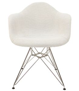 Replica Eames DAR Eiffel Chair | Ivory Fabric Seat | Chrome Legs