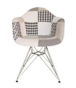 Replica Eames DAR Eiffel Chair | Multicoloured Patches V3 Fabric Seat | Chrome Legs