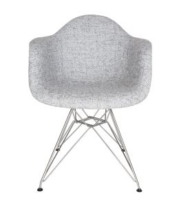 Replica Eames DAR Eiffel Chair | Textured Light Grey Fabric Seat | Chrome Legs