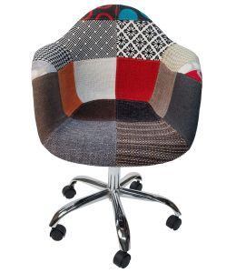 Replica Eames DAW / DAR Desk Chair | Multicoloured Patches V2 Fabric Seat