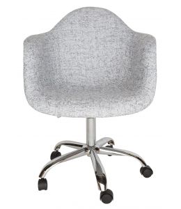 Replica Eames DAW / DAR Desk Chair | Textured Light Grey Fabric Seat 