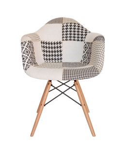 Replica Eames DAW Eiffel Chair | Multicoloured Patches V3 Fabric Seat | Natural Wood Legs