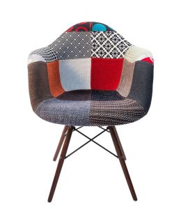Replica Eames DAW Eiffel Chair | Multicoloured Patches V2 Fabric Seat | Walnut Legs