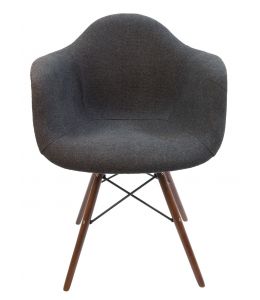 Replica Eames DAW Eiffel Chair | Grey / Charcoal Fabric Seat | Walnut Legs