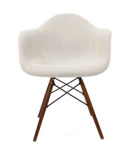 Replica Eames DAW Eiffel Chair | Ivory Fabric Seat | Walnut Legs