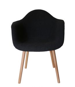 Replica Eames DAW Hal Inspired Chair | Grey / Charcoal Fabric Seat | Natural Beech Legs