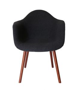 Replica Eames DAW Hal Inspired Chair | Grey / Charcoal Fabric Seat | Walnut Legs