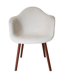 Replica Eames DAW Hal Inspired Chair | Ivory Fabric Seat | Walnut Legs