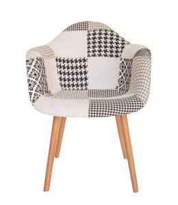 Replica Eames DAW Hal Inspired Chair | Multicoloured Patches V3 Fabric Seat | Natural Beech Legs