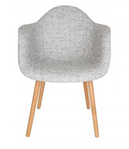 Replica Eames DAW Hal Inspired Chair | Textured Light Grey Fabric Seat | Natural Beech Legs