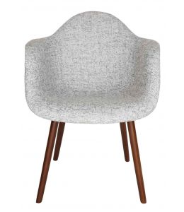 Replica Eames DAW Hal Inspired Chair | Textured Light Grey Fabric Seat | Walnut Legs