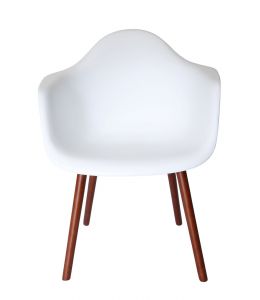 Replica Eames DAW Hal Inspired Chair | White Seat | Walnut Legs