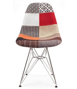 Replica Eames DSR Eiffel Chair | Multicoloured Patches Seat | Chrome Legs