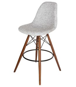 Replica Eames DSW Bar / Kitchen Stool | Fabric Seat | Walnut Legs