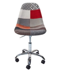 Replica Eames DSW / DSR Desk Chair | Multicoloured Patches Fabric Seat