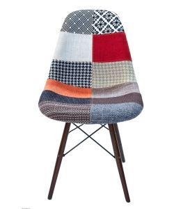 Replica Eames DSW Eiffel Chair | Multicoloured Patches Seat | Walnut Legs 