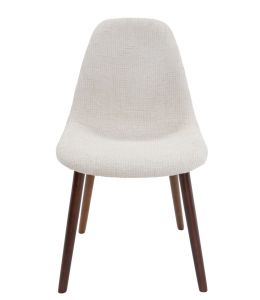 Replica Eames DSW Hal Inspired Chair | Ivory Fabric Seat | Walnut Legs
