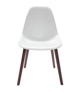 Replica Eames DSW Hal Inspired Chair | White Seat | Walnut Legs