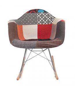 Replica Eames RAR Rocking Chair | Multicoloured Patches V2 Fabric Seat