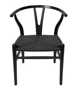 Replica Hans Wegner Wishbone Chair | Black Frame & Black Rattan Seat