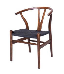 Replica Hans Wegner Wishbone Chair | Antique Walnut Frame & Black Rattan Seat