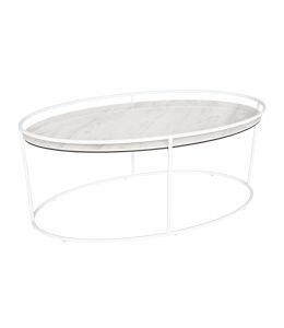 Royce Collection | Oval Glass-Ceramic Coffee Table | White