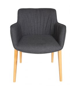 Victoria Dining Chair | Natural Legs | Dark Grey Fabric