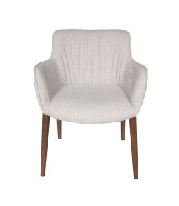 Victoria Dining Chair | Walnut Legs | Light Grey Fabric