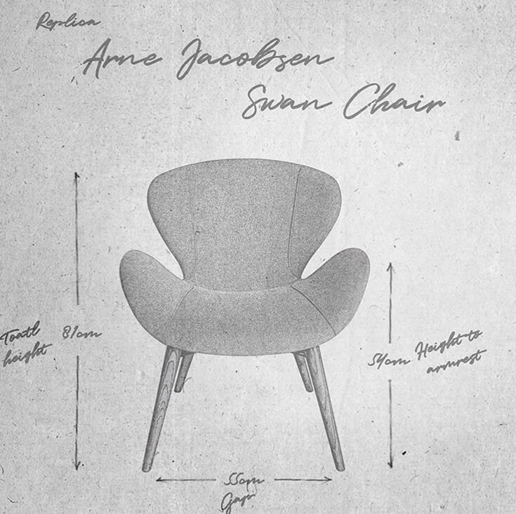 Replica Arne Jacobsen Swan Chair | Light Grey Fabric | Walnut Legs