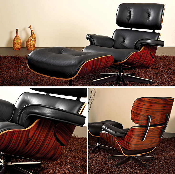 Replica Eames Lounge Chair | 4 Star Ottoman | Black