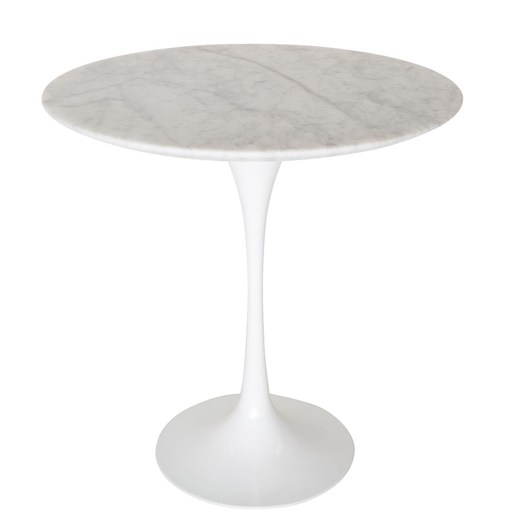 Replica Eero Saarinen Tulip Round Marble Side Table | White
