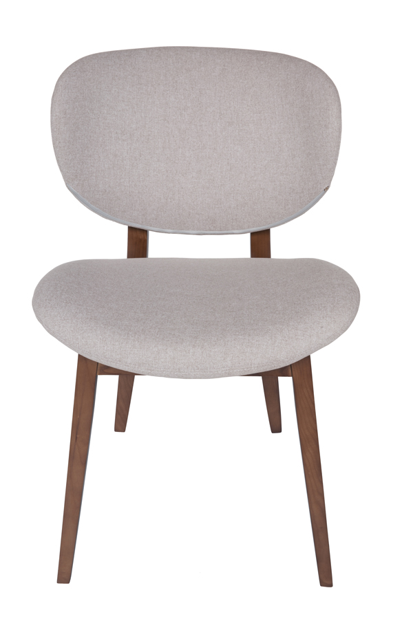 Nobu Dining Chair | Light Grey Fabric | Walnut Legs
