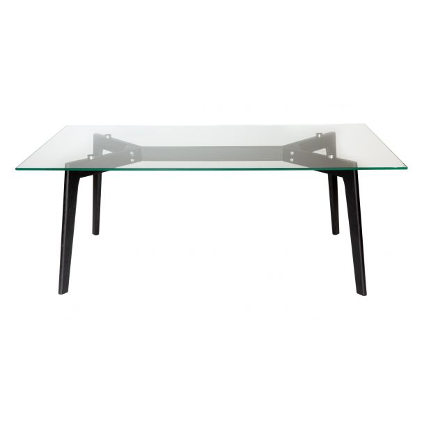 Glass coffee table store black legs