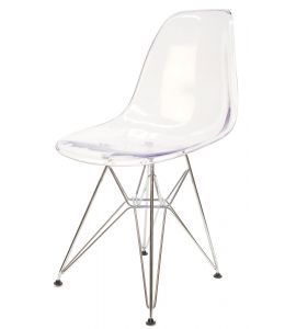 Replica Eames DSR Eiffel Chair - Clear Transparent & Chrome Legs