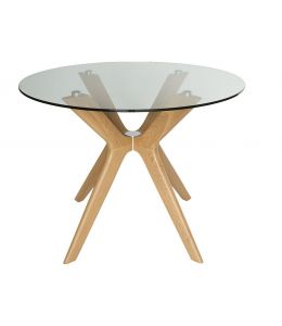 Doreen Collection | Glass Round Dining Table | Natural | 100cm