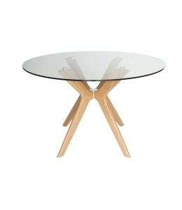 Doreen Collection | Glass Round Dining Table | Natural | 120cm