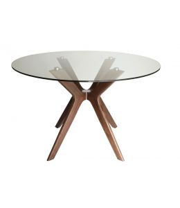 Doreen Collection | Glass Round Dining Table | Walnut | 120cm