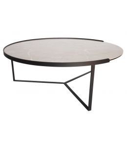 Marcial Collection | Round Glass-Ceramic Coffee Table | Grey & Black