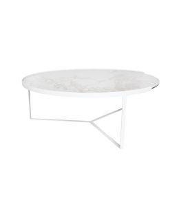 Marcial Collection | Round Glass-Ceramic Coffee Table | White