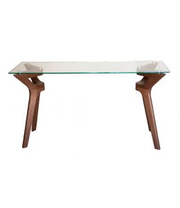 Murf Collection | Rectangular Glass Console Table | Walnut