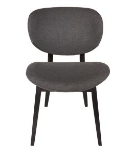 Nobu Dining Chair | Dark Grey Fabric | Black Legs