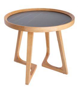 Porter Collection | Round Wood-Ceramic Side Table 