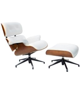 Replica Eames Lounge Chair | 5 Star Ottoman | White