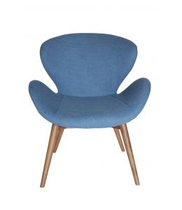 Replica Arne Jacobsen Swan Chair | Blue Fabric | Walnut Legs
